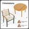 Natural Black Acacia Wood Patio Dining Set 4 Chairs Beige Cushions Round Table